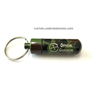 14*52mm מותאם אישית חיצוני מתכת keychain עגול גלולת מקרה camo סרבית מיכל