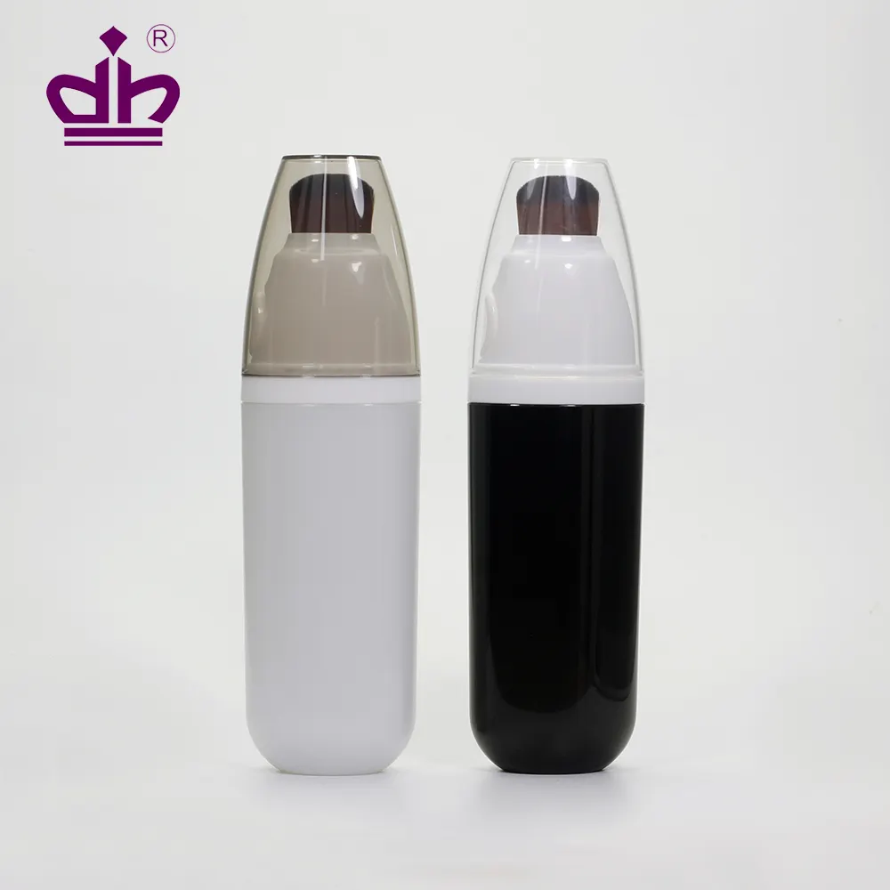 Botella de plástico compacta para cosméticos, 30ml, con aplicador de cepillo