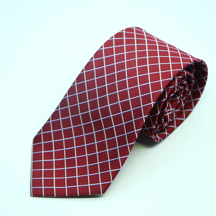 2019 Venta caliente la más popular barato rojo plaid tie comprobar corbata de poliéster
