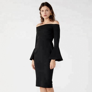 Ajuste y Flare <span class=keywords><strong>Sexy</strong></span> Bodycon hombro negro porno hermosa dama vestido de moda - Product Image 4