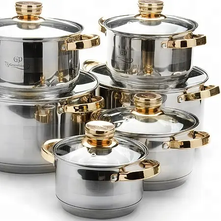 304 edelstahl multifunktionale kochen topf milch topf kochgeschirr geschirr kochen ware set mit goldenen Glas deckel