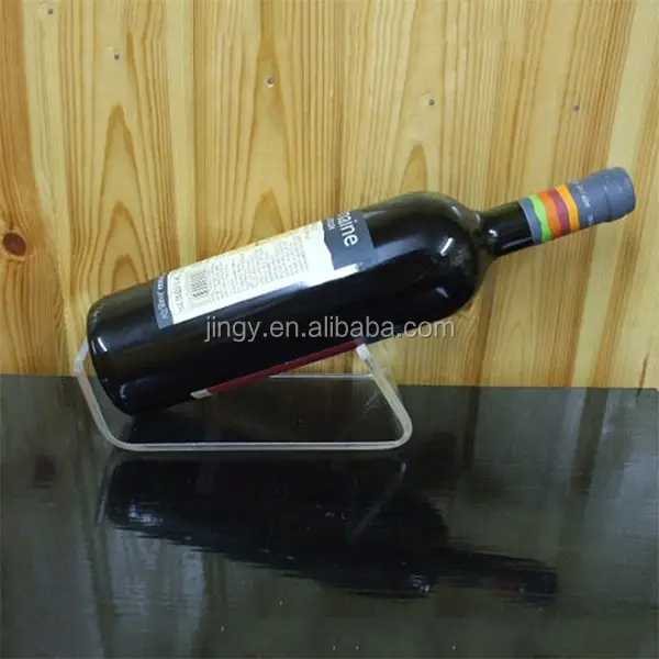 Personalizzato bar hotel trasparente pmma plexiglass acrilico rosso di vino di champagne bottiglia di vino singola holder rack singola bottiglia di visualizzazione acrilico