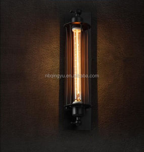 Cổ công nghiệp Matte Đen Tường Đèn Loft Edison bóng đèn T9-300 Sắt Lồng ánh sáng với kim loại bóng râm - Product Image 5