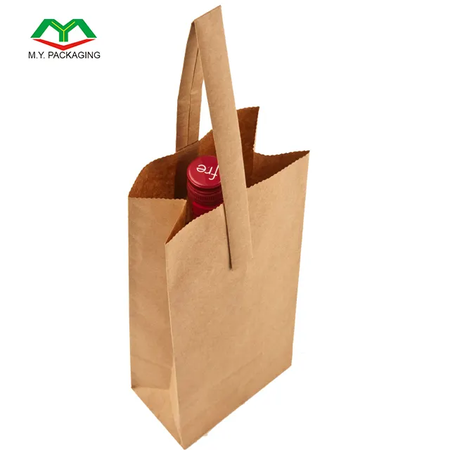 Printed Wine Bottle Kraft Paper Carrier Bag