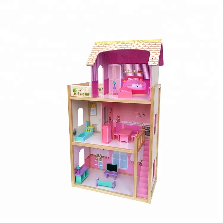 Mini casa de muñecas de madera para niñas, juguete en miniatura para niños