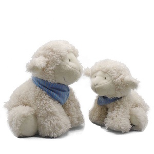 Custom Stuffed 9'' <strong>White</strong> Mini Plush <strong>Sheep</strong> <strong>Toys</strong> with Blue Scarf - Product Image 3