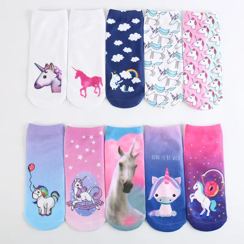 Calcetines con estampado de gato para mujer, medias con estampado de sublimación, 100% algodón, venta al por mayor