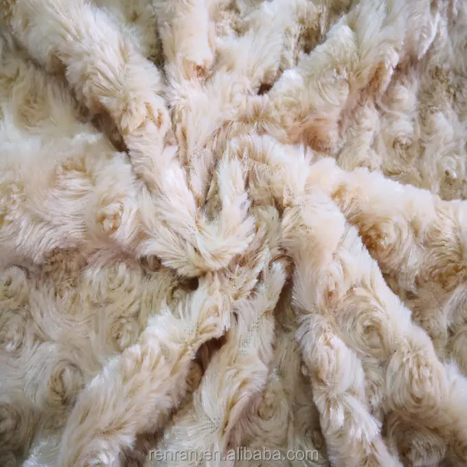 100% polyester beautiful rose swirl pv plush faux fur fabric