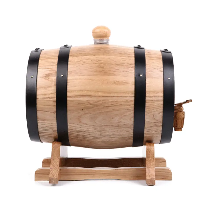 Barril de cerveza de roble natural de 5L, pequeño barril de vino de madera