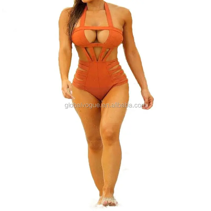 Vestito di un pezzo del costume da bagno trikini sexy 2017 costumi da bagno delle donne di un pezzo del vestito dalla fasciatura rosso monokini