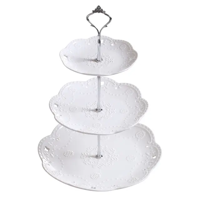 Ceramic Porcelain Party Cake Stand Wedding Three Tier Plate Stand