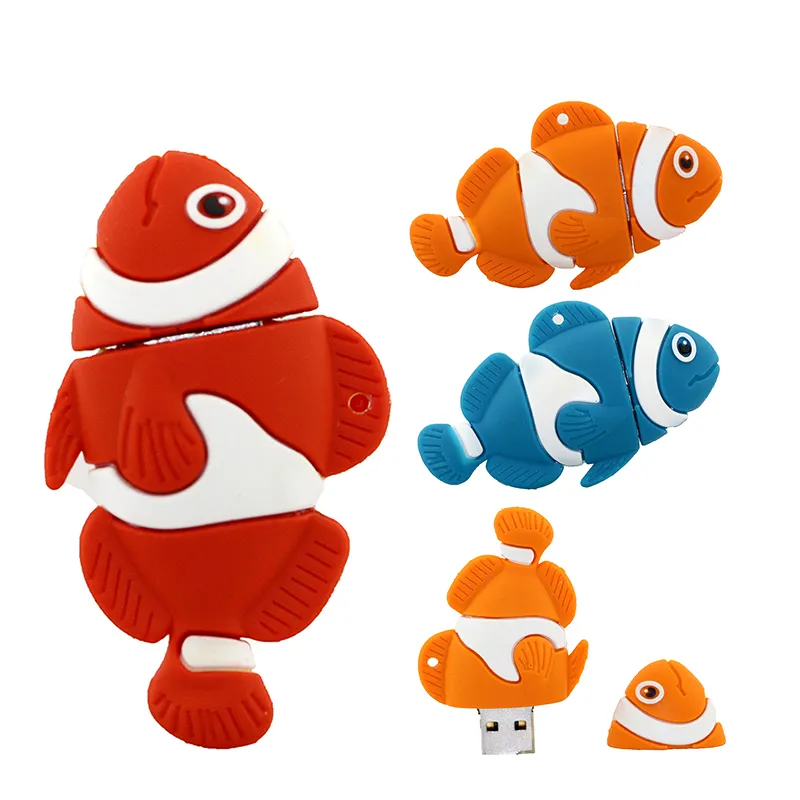 Poisson forme usb lecteur flash mini forme de poisson bleu clé usb, vente chaude plus récent rose poisson bâton de mémoire d'usb