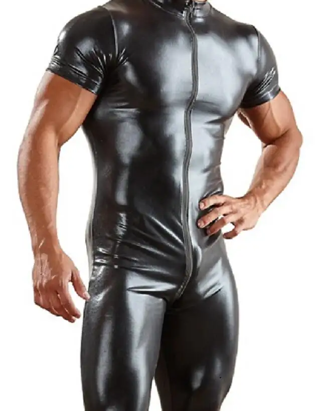 Zentai vestito completo del corpo del vinile di cuoio mens lattice catsuitcatsuit per gli uomini