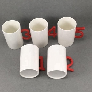 Customized 10.8 <strong>oz</strong> 5-pieces Coffee <strong>Cups</strong> Ceramic Set with <strong>Number</strong> Shaped Handle - Product Image 4