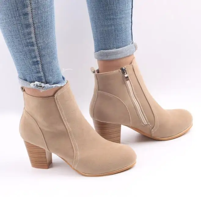 Botas femininas de salto alto grosso e tornozelo, calçados para mulheres, up-0015r