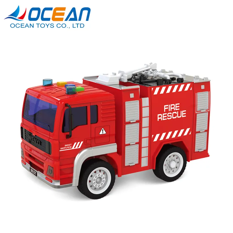 Bambini educativi 1:20 modello in scala mini auto giocattolo di attrito nuovo fuoco camion con luce