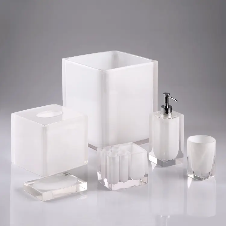 XY en verre Transparent Transparent acrylique résine accessoires de salle de bain ensemble pour hôtel et Maison