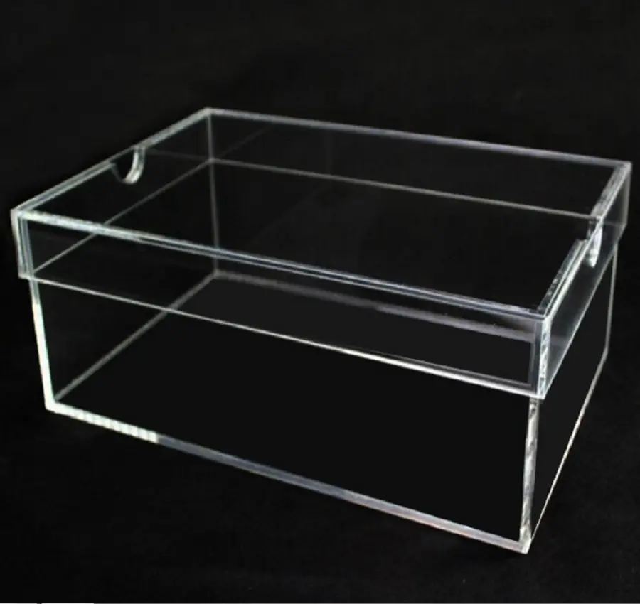 Caixa de sapato de acrílico transparente engraçado da novidade vendendo bem caixa de sapato de vidro acrílico display case
