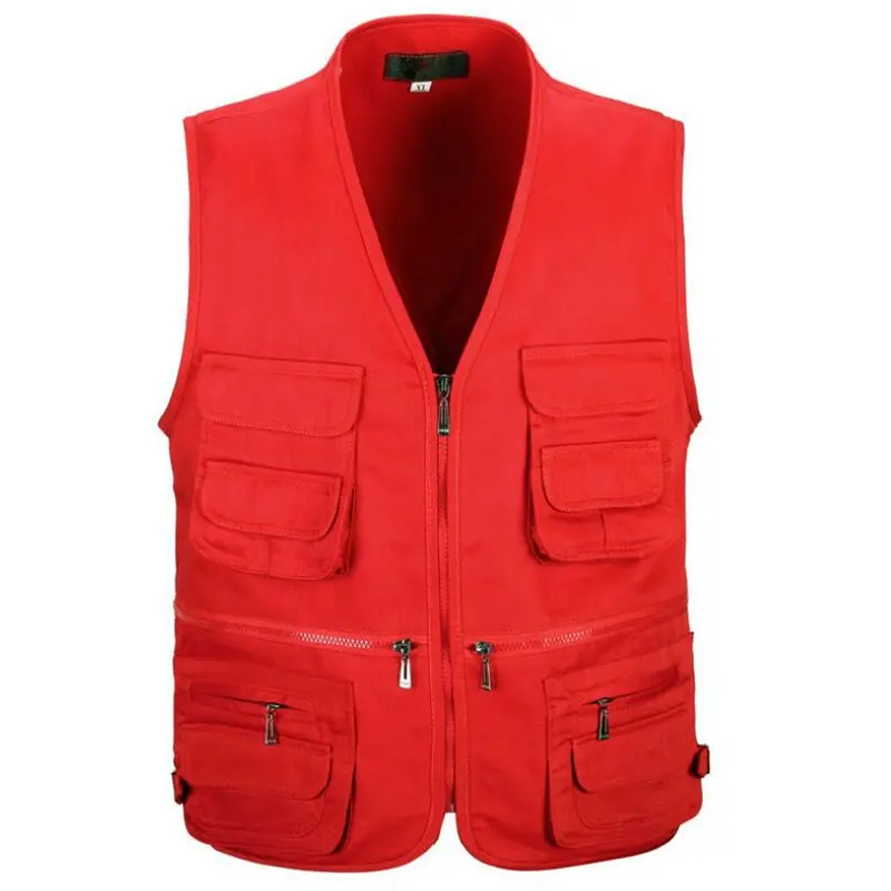 sleeveless work vest with many pockets outdoor working vest uniform manufacture cotton fishing life jacket