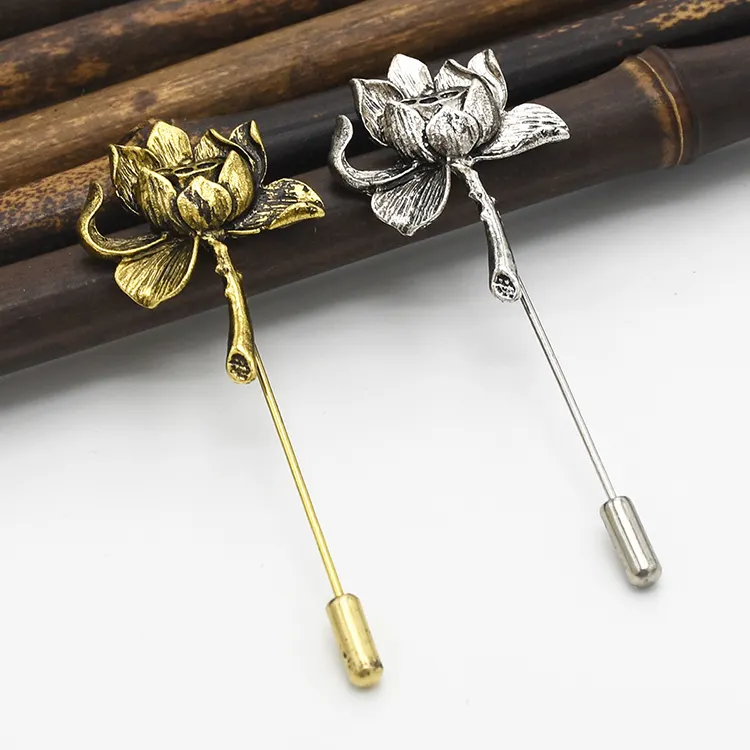 Uomini Unisex Oro Argento Del Metallo Del Fiore di Loto di Sicurezza Personalizzato Pin Spilla Per Le Donne Del Partito Dei Monili