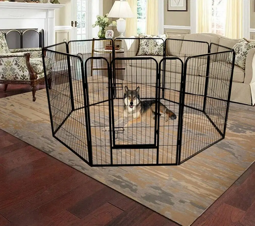 USA Warehouse 8-Panel Nóng Dây Kim Loại Thiết Kế Hàng Rào Sắt Chó Kennel/Pet Dog Playpen Cho Chó