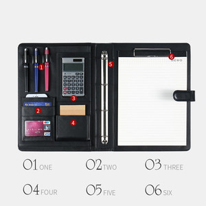 Multifunctional <strong>A4</strong> Leather Clipboard <strong>Folder</strong> Black Business <strong>Conference</strong> File <strong>Folder</strong> with Pen and Calculator for Filing - Product Image 3