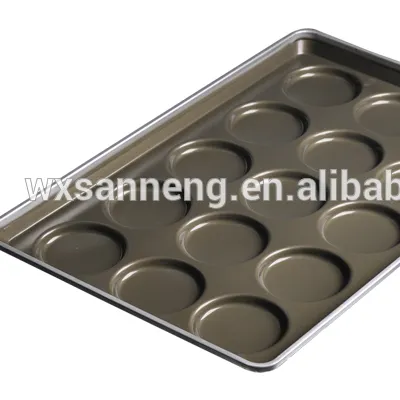 Non-stick 3.5 ''& 4'' Hamburger Bun Pan-15 Molds