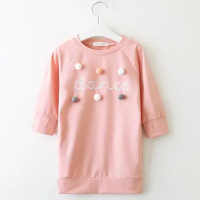 Hao Baby In The Spring Of The New Type Of Girls Dress With Long Sleeves Letters Fleece Ball Ball Dress