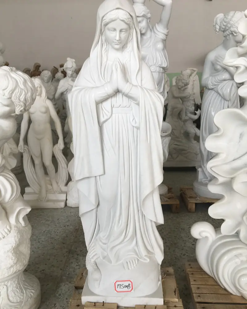 Alta lucidato a grandezza naturale di Marmo bianco Vergine Maria statua