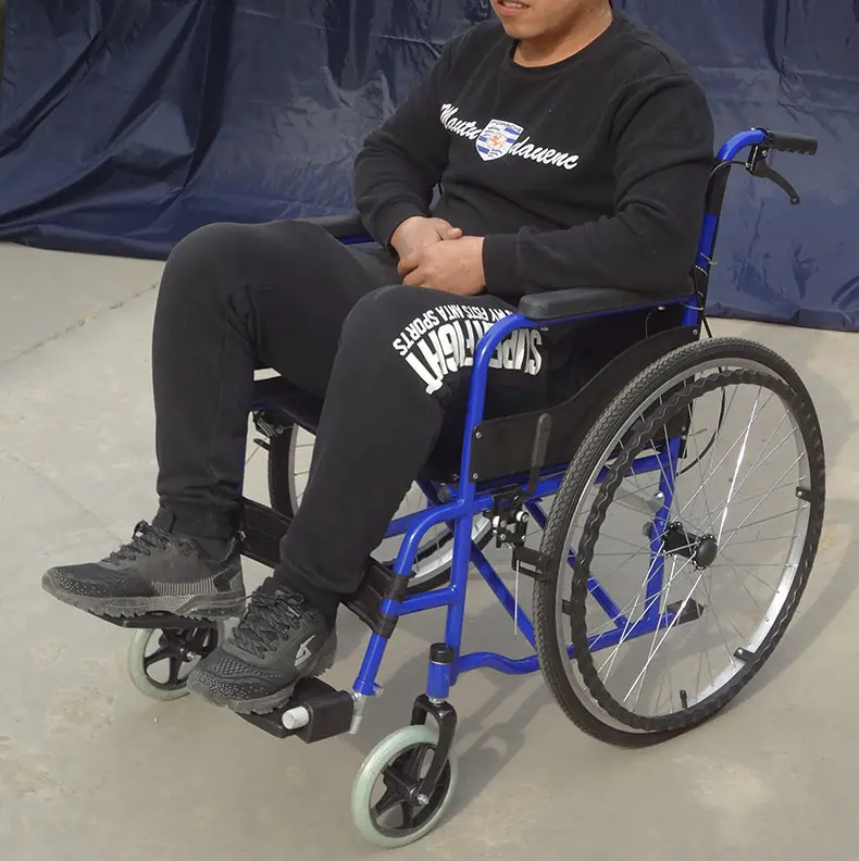 Disabili pieghevole portatile di viaggi in acciaio inox manuale sedia a rotelle