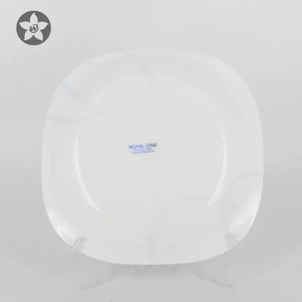 11" plate decorated heat resistant opal glassware square white decorated heat resistant opal glassware