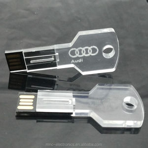 Vermek özel Logo anahtar şekli kristal şeffaf LED light Up USB 2.0 4GB 8GB 16GB USB Flash bellek sopa sürgülü flash bellek - Product Image 3