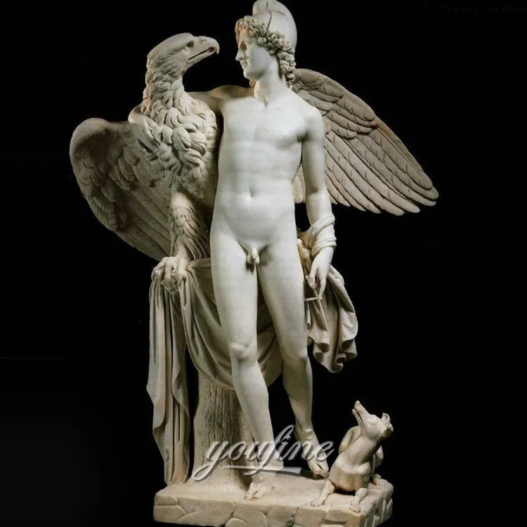 Intagliato a mano Famoso Marmo Zeus E Ganymede Statua