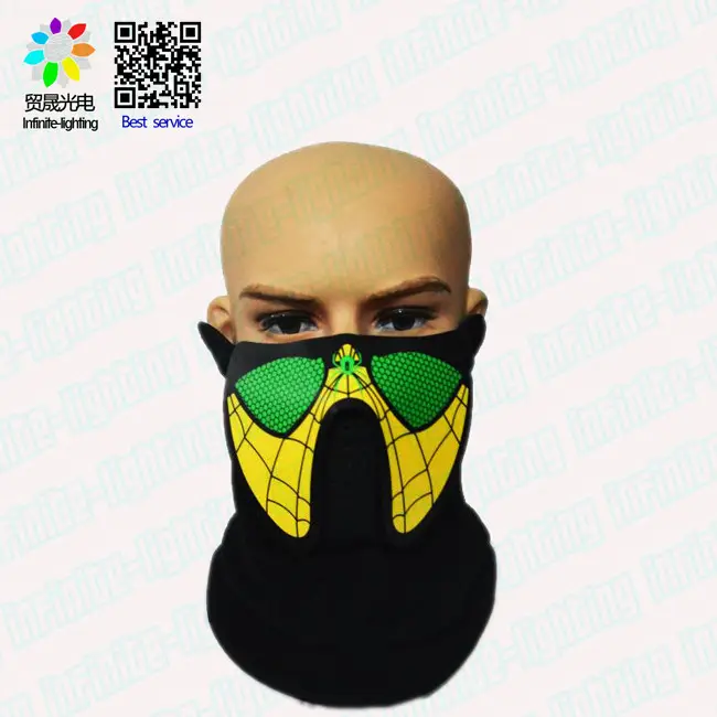 Giallo Spiderman Suono Attivato il pannello di el Maschera per DJ, Edc, Ultra, Music Festival, concerti, Club, Costume, Cosplay, danza