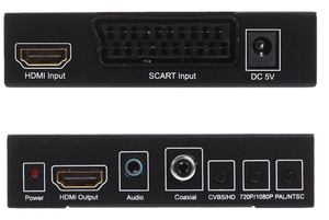 SCART/ HDMI至HDMI，SCART至HDMI转换器高清视频音频适配器，带3.5毫米同轴音频输出，适用于PAL/NTSC视频缩放器 - Product Image 3