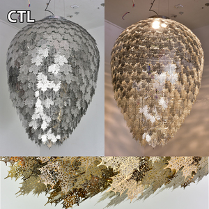 Luxo Ouro Pingente Luz Grande Lâmpada Pendurada para Quarto Cozinha Ilha-Artistic Folha Forma Crystal Design Estilo para Home Hotel