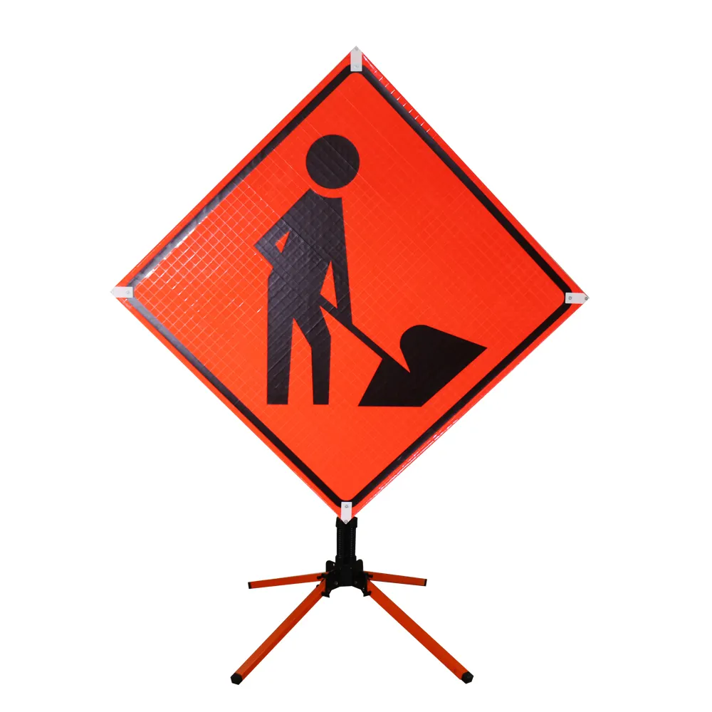 Stand 48 ''Traffic Road Closed Sign Reflective Flexible Roll Up Sign And Stand Road Work Signs