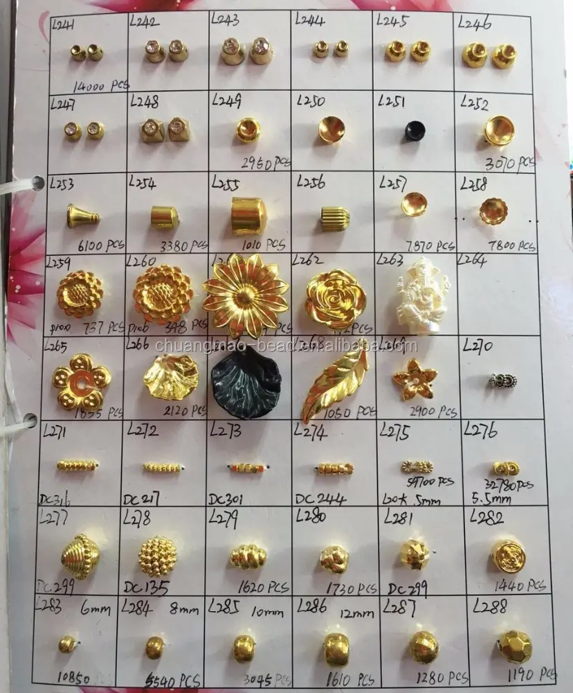 En gros tous les types de perles couleur dorée ccb perles perles décoratives pour la fabrication de bijoux
