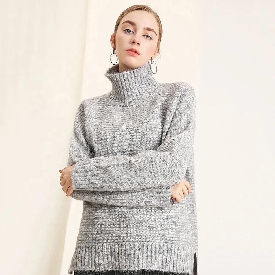 Promotional Oversized Pullovers Ribbed Thick Womens Design Hand Knitted Sweater