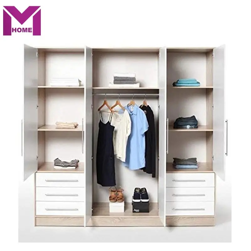 Современный простой модель деревянная музыкальная шкатулка спальня 4 дверей 6 ящиков шкаф для хранения одежды Производство