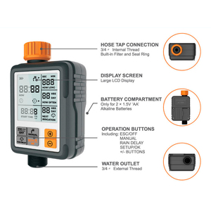 Digitale ABS di Plastica Da Giardino Timer Acqua 3/4 Connettore Elettronico Automatico del Programma Sprinkler Acqua di Controllo del Controller di Irrigazione - Product Image 4