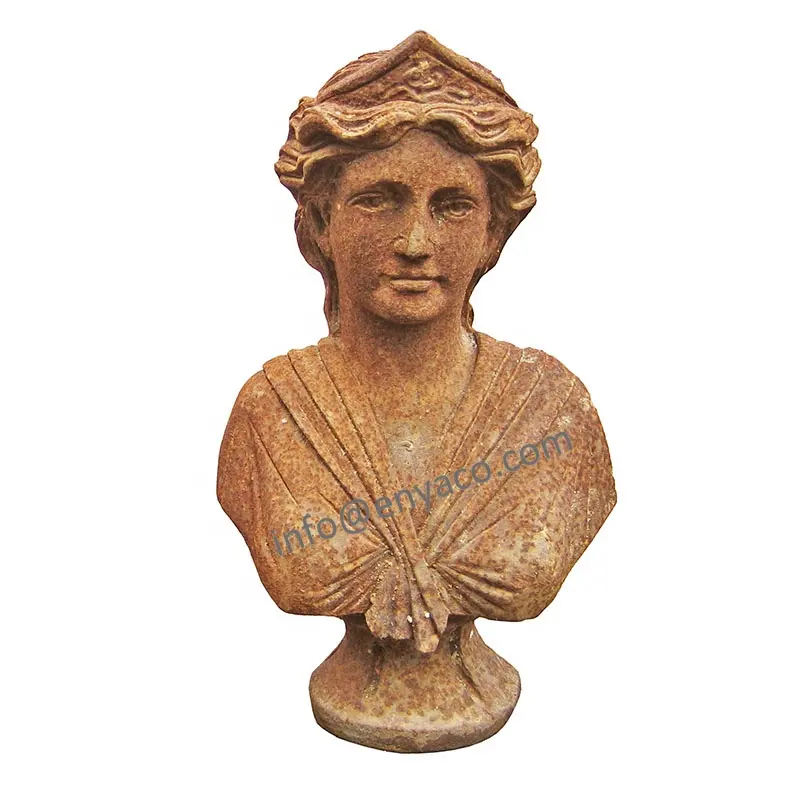 Vendite dirette della fabbrica fusione di ferro rustico metallo velato Femail greco romano signora busto Decor Statue sculture