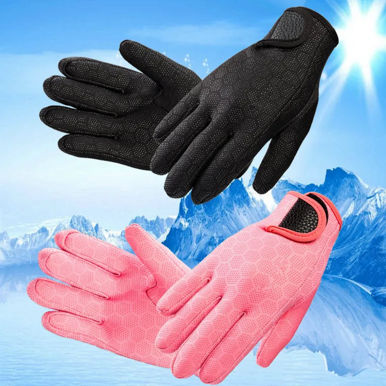 ถุงมือป้องกันนีโอพรีนขนาด1.5มม. สีชมพูปรับแต่งได้สำหรับดำน้ำลึกดำน้ำตื้นเล่นเซิร์ฟว่ายน้ำ