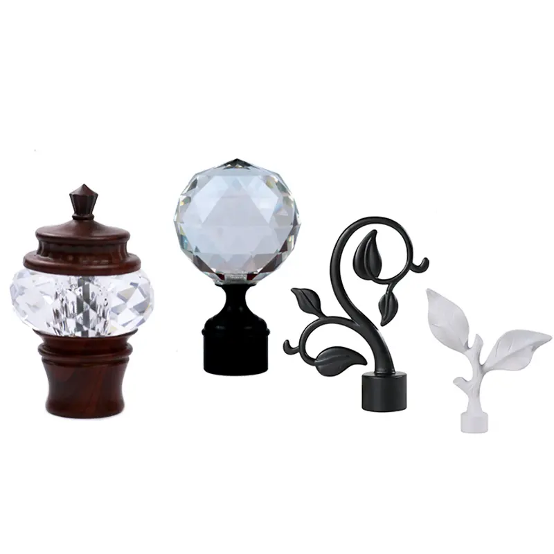 Keewo decorative glass curtain rod finials and leaf finials for curtain rods