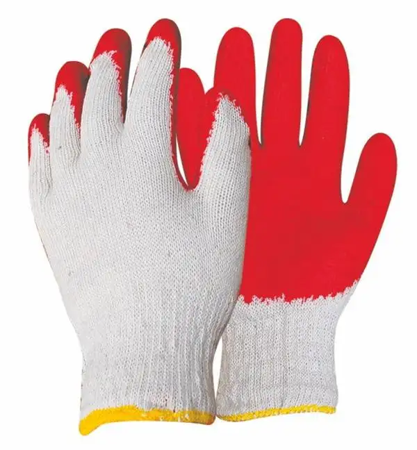 Günstige rot farbe kleine latex coted arbeit handschuhe glatt fertig mit en388 für Polen und Koreanische markt