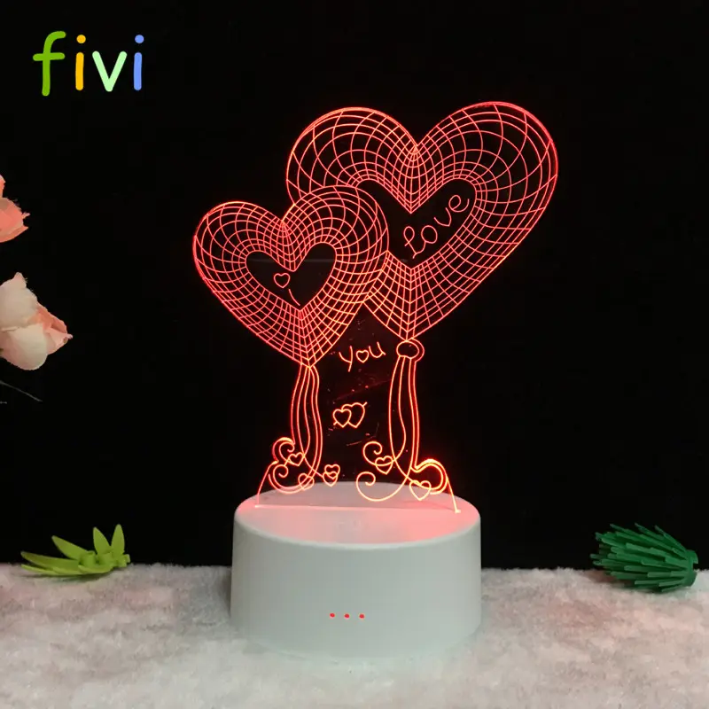 Романтическая атмосфера, 3D светодиодный ночник в виде сердца, Декор, 7 цветов, меняющий цвет, спальня, ночник с USB, настольная лампа для влюбленных, подарки для пар