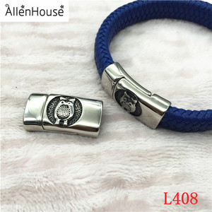 批发13x7mm毫米不锈钢材料带扣曼利皮革手镯发现 - Product Image 2