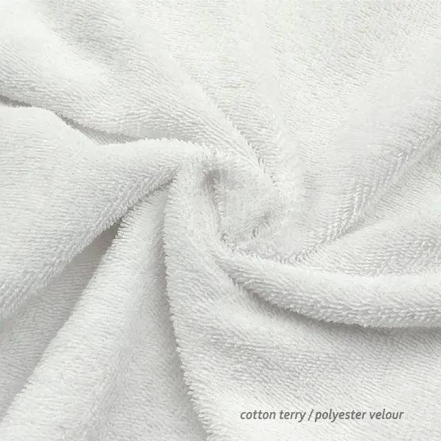 Toalla de playa de algodón y poliéster, tela blanca para impresión por sublimación, 350gsm, 155cm de ancho