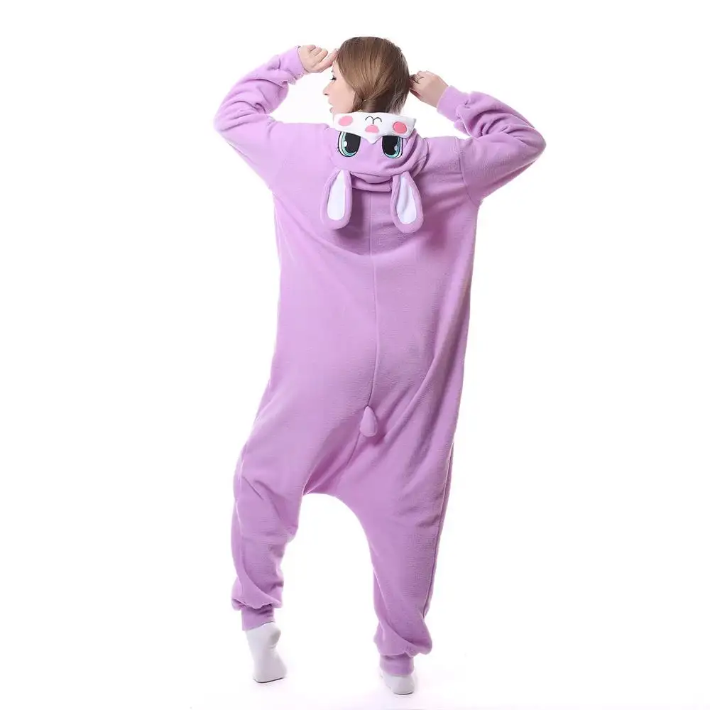 Pijama de conejo púrpura, vestido de tela Polar, bonito