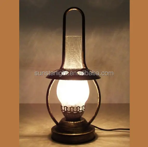 Antique Simple Wrought Iron Kerosene Table Lamp